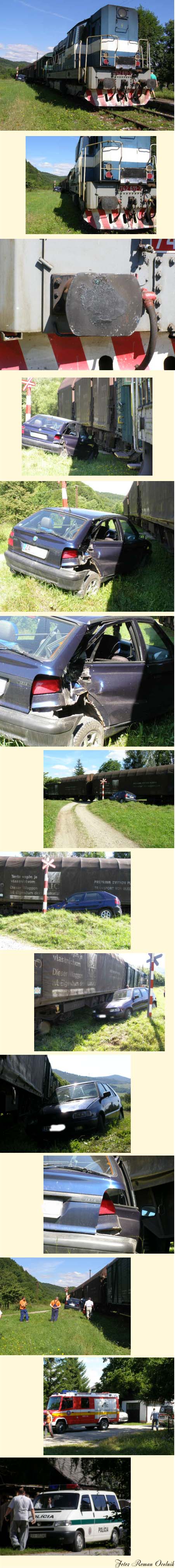 havária nákladný vlak a osobné auto Vlachovo